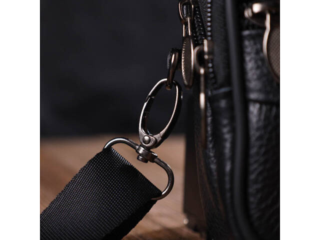 Сумка Vintage Горизонтальна поясна з натуральної шкіри Чорна (21485) - Фото 5