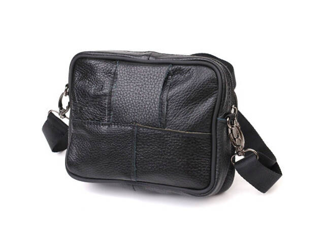 Сумка Vintage Горизонтальна поясна з натуральної шкіри Чорна (21485) - Фото 6