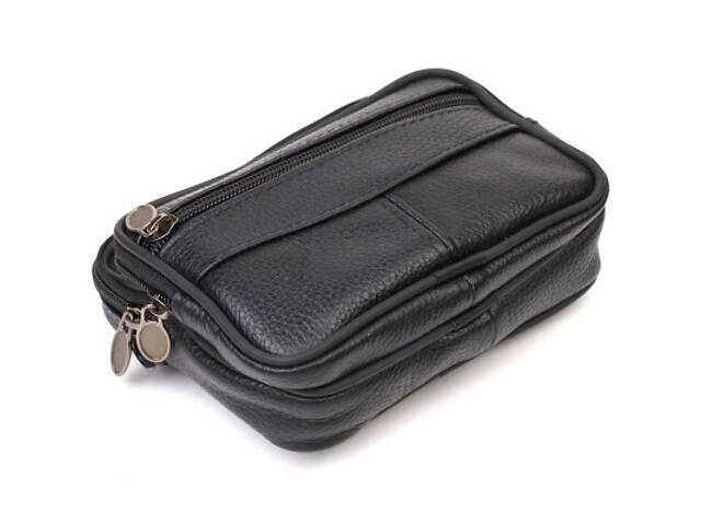 Сумка Vintage Горизонтальна поясна з натуральної шкіри Чорна (21485) - Фото 9