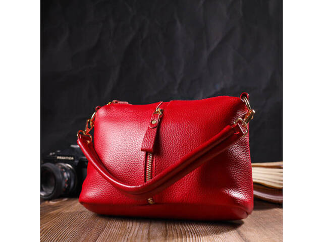 Сумка Vintage Жіноча через плече зі натуральної шкіри Червона (22136) - Фото 3