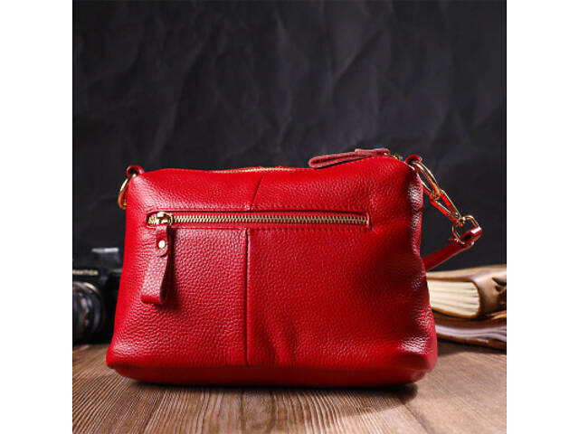 Сумка Vintage Жіноча через плече зі натуральної шкіри Червона (22136) - Фото 4