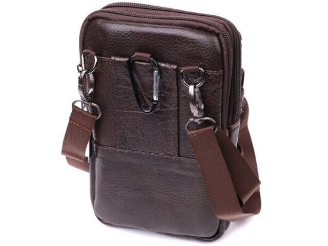 Сумка Vintage Чоловіча на пояс зі натуральної шкіри Коричнева (22141) - Фото 2