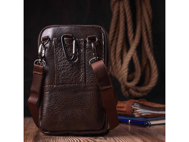 Сумка Vintage Чоловіча на пояс зі натуральної шкіри Коричнева (22141) - Фото 7