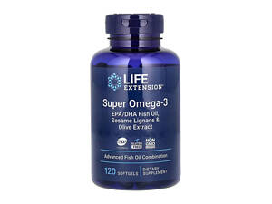 Super Omega-3 EPA/DHA Fish Oil Sesame Lignans & Olive Extract - 120 м'яких капсул