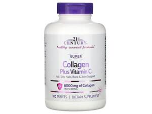 Суперколлаген плюс витамин C, Super Collagen Plus Vitamin C, 21st Century, 6000 мг, 180 таблеток