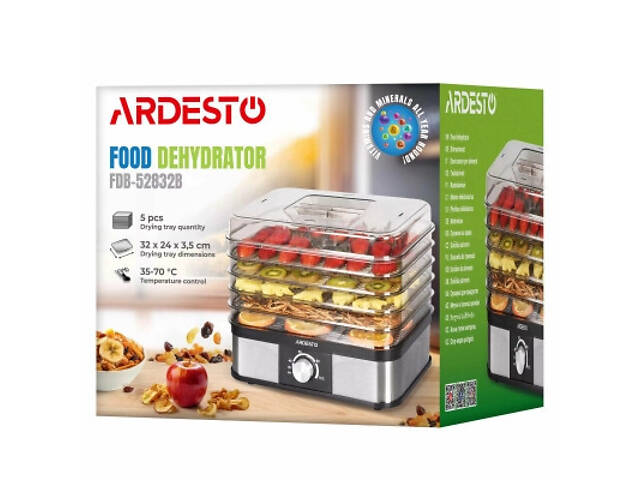 Сушарка для овочів і фруктів Ardesto FDB-52832B - Фото 7