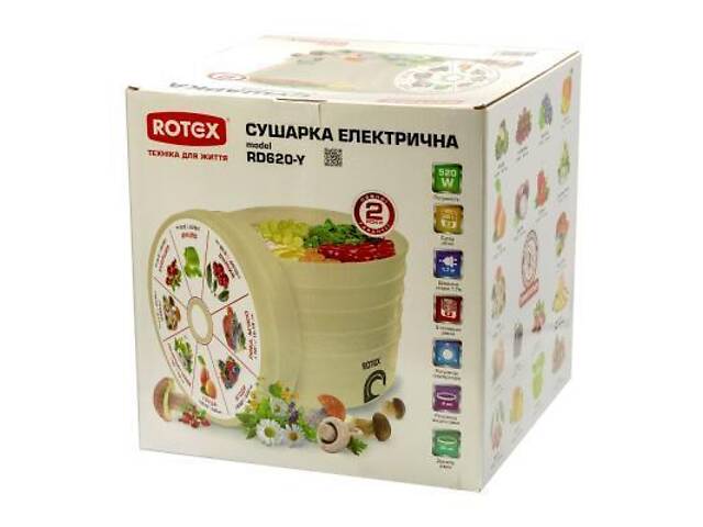 Сушарка для овочів і фруктів Rotex RD620-Y - Фото 3