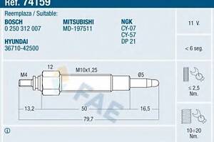 Свеча накаливания для моделей: HYUNDAI (H-1, H-1,GALLOPER,GALLOPER), KIA (PREGIO,K2500,PREGIO), MITSUBISHI (LANCER,SPAC