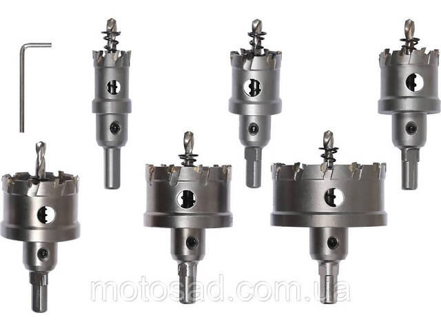 Свердла коронки по металу TCT YATO Ø22-30-35-45-50-65x 103мм, товщ до 25мм, HEXт 3/8' 6ш YT-44077 - Фото 2