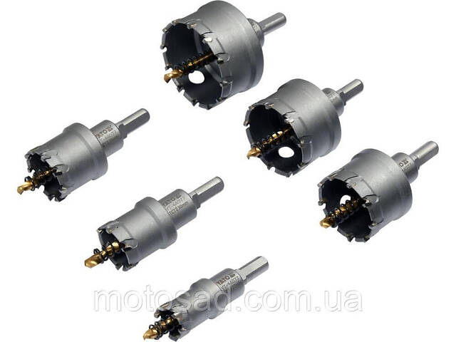 Свердла коронки по металу TCT YATO Ø22-30-35-45-50-65x 103мм, товщ до 25мм, HEXт 3/8' 6ш YT-44077 - Фото 3