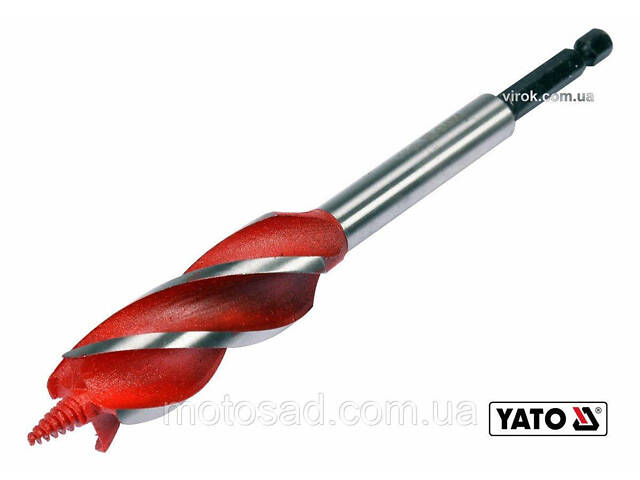 Свердло по дереву YATO : Ø= 22 мм, L= 165 мм, HRC 40-45 з 4 пругами, HEX- 1/4' [50/100] - Фото 1