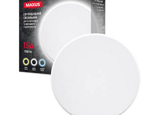 Светильник светодиодный накладной Maxus MWL 15W 3CCT IP65 WH Circle Белый (1798)