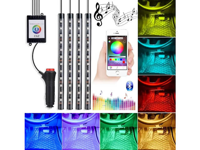 Светодиодная BLUETOOTH RGB 4х12 APP подсветка салона