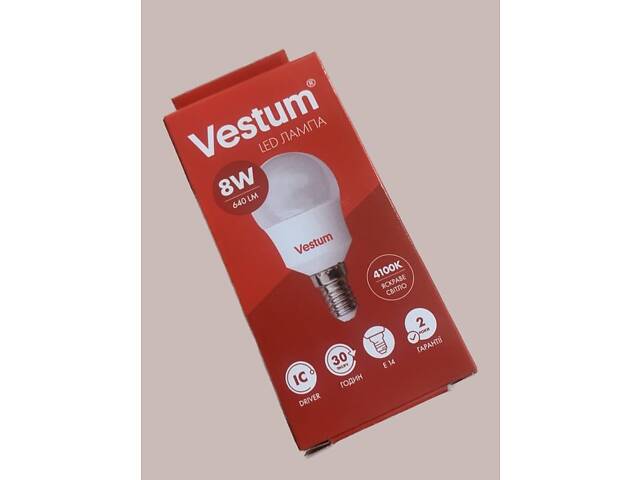 Светодиодная лампа LED Vestum G-45 E14 1-VS-1211 8 Вт - Фото 2