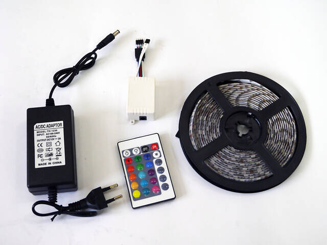 Светодиодная лента LED 5050 RGB комплект 4,5 метров, разноцветная - Фото 6