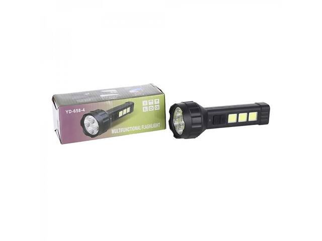Светодиодный аккумуляторный фонарик SUN yd-658-4 с COB USB зарядкой 4 LED - Фото 2