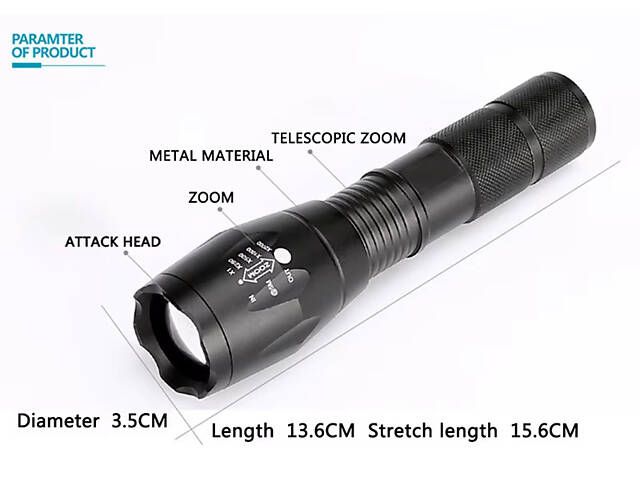 Світлодіодний ручний ліхтар 2в1 червоне і біле світло №2150 - Фото 2