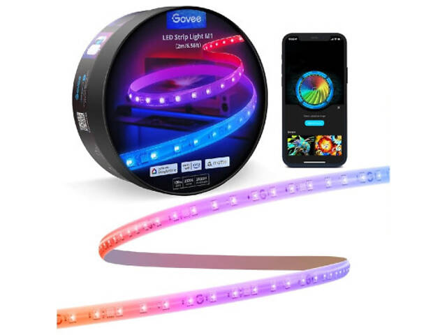 Світлодіодна стрічка Govee H100E LED Compatible extension of H61E1, 1.0m, RGBIC , WI-FI/Bluetooth, біла (H100E0D1) - Фото 1
