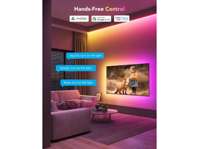 Світлодіодна стрічка Govee H100E LED Compatible extension of H61E1, 1.0m, RGBIC , WI-FI/Bluetooth, біла (H100E0D1) - Фото 7