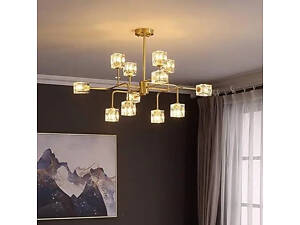 Світлодіодна люстра Рубік 8913 (Золотиста) на 12 плафонів