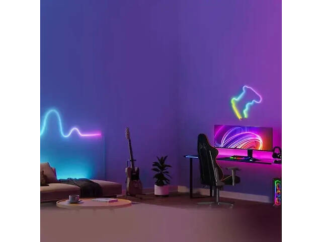 Світлодіодна неонова USB-стрічка з керуванням від телефона SFK-11 Bluetooth Гнучка світлодіодна стрічка RGB 5 м - Фото 4