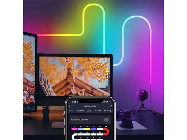 Світлодіодна неонова USB-стрічка з керуванням від телефона SFK-11 Bluetooth Гнучка світлодіодна стрічка RGB 5 м - Фото 5
