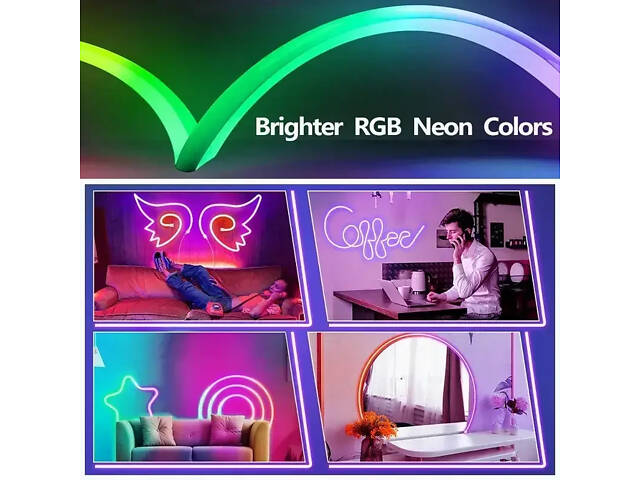 Світлодіодна неонова USB-стрічка з керуванням від телефона SFK-11 Bluetooth Гнучка світлодіодна стрічка RGB 5 м - Фото 7