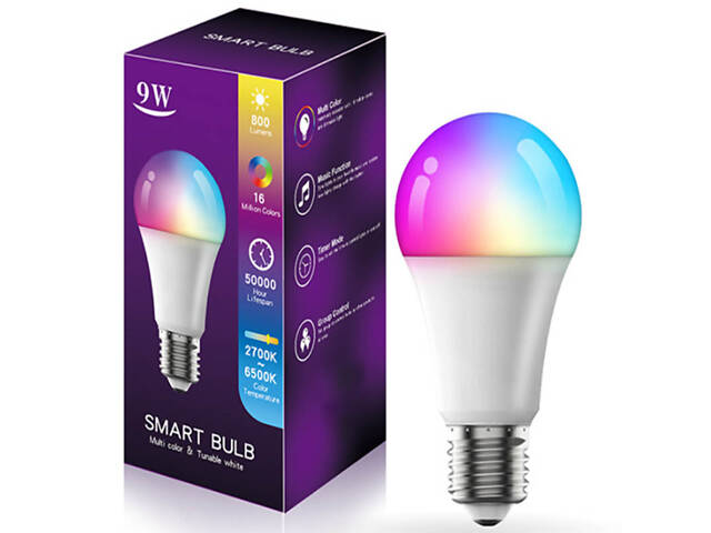 Світлодіодна RGB лампочка Smart bulb light 1 with Bluetooth E27 with app White - Фото 1