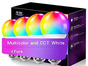Светодиодная RGB лампочка Smart bulb light 4pcs with Bluetooth E27 with app White