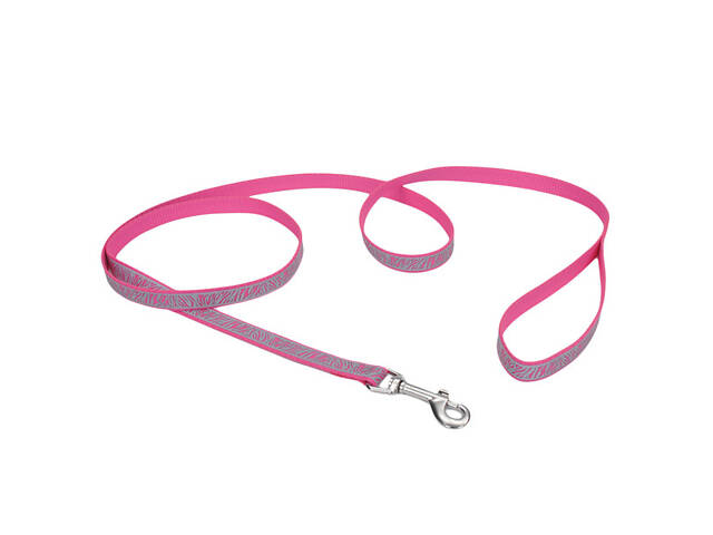 Светоотражающий поводок для собак Coastal Lazer Brite Reflective Leash 1.6 см х 1.2 м Розовая зебра (76484643453) - Фото 1