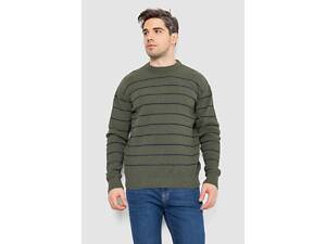 Мужской свитер в полоску, цвет хаки, 161R1057