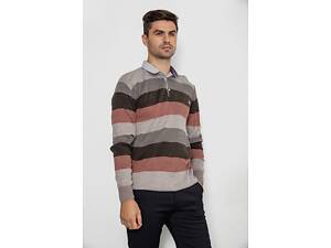 Мужской свитер-обманка в полоску, цвет коричнево-красный, 161R901-1