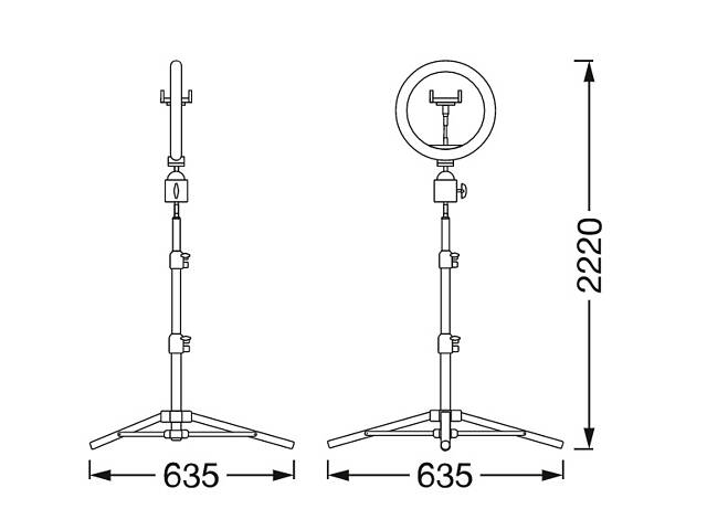 Світильник кільцевий 6W 5V 250lm 3000-4000K ⌀260 635x2220x635mm [4058075668515] MOBILE CAMERA LIGHT RING DESKTOP 2100 Ledvance - Фото 3