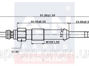 Свічка розжарювання (подвійна спіраль) 12V L=91mm 1. 9/2. 5TDI: Audi; Ford; Seat; Skoda; Volvo