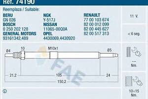 Свеча накаливания Renault Master/Trafic 2.2-2.5dci 00-