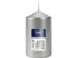 Свічка столова циліндр Bispol AURA Candles sw60/100-271 Срібний металік