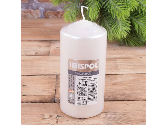 Свічка столова циліндр Bispol AURA Candles sw60/120-090 Білий - Фото 6