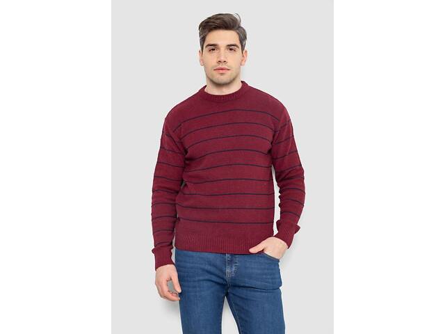 Свитер мужской в полоску, цвет бордовый, 161R1057 - Фото 1