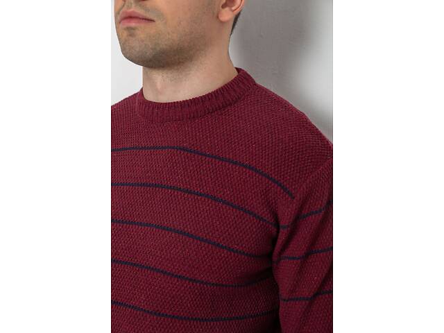 Свитер мужской в полоску, цвет бордовый, 161R1057 - Фото 5