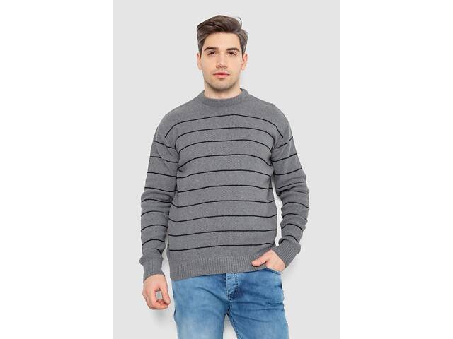 Свитер мужской в полоску, цвет серый, 161R1057 - Фото 1