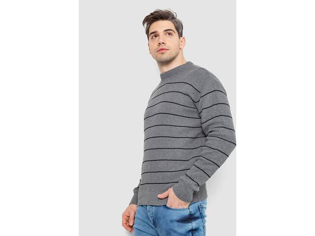 Свитер мужской в полоску, цвет серый, 161R1057 - Фото 3