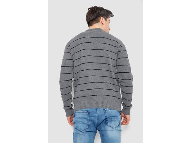 Свитер мужской в полоску, цвет серый, 161R1057 - Фото 4