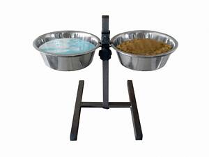 SWI Підставка SWI висока металева під миски + 2 миски, 2 х 2.83 л