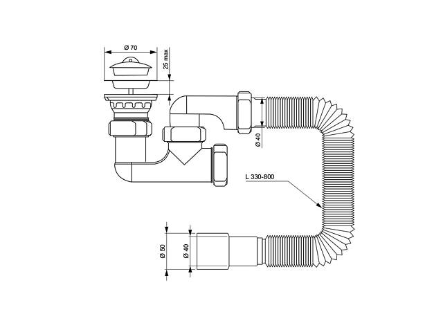 Сифон для душевого поддона с гибким отводом Ø40/50мм TAU (9844620) - Фото 9