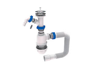 Сифон для кухонной мойки с нержавеющим выпуском 1½' выводом под стир. машину и гибким отводом Ø40/50мм TAU (9842720)