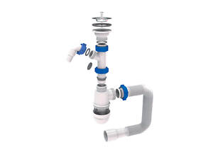 Сифон для раковины с выпуском из нерж. стали выводом под стир. машину и гибким отводом 1½'×Ø40/50мм TAU (9841750)