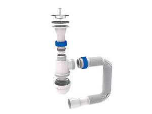 Сифон для раковины с выпуском из нерж. стали и гибким отводом 1½'×Ø40/50мм TAU (9841752)