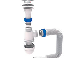 Сифон для раковины с выпуском из нерж. стали и гибким отводом 1½'×Ø40/50мм TAU (9841752)