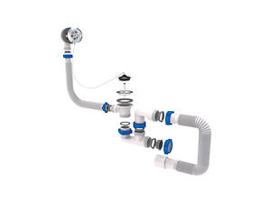 Сифон для ванны с пробкой на цепочке и гибким отводом Ø40/50мм TAU (9843620)