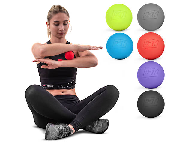 Силіконовий масажний м'яч 63 мм Hop-Sport HS-S063MB фіолетовий - Фото 4